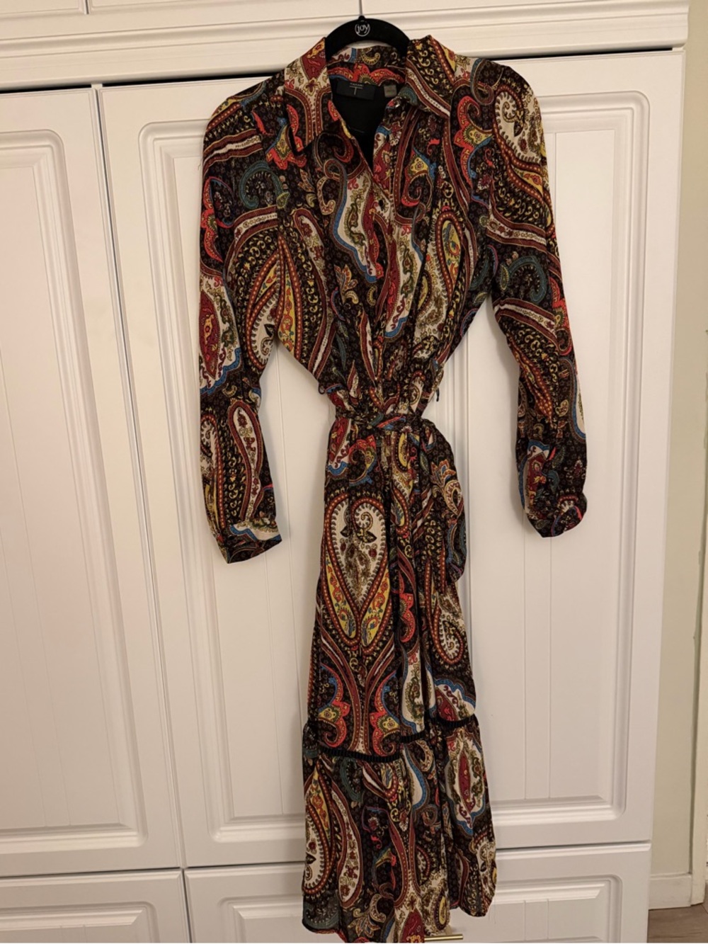 Tahari Multicolor Paisley Long Sleeve Maxi Dress